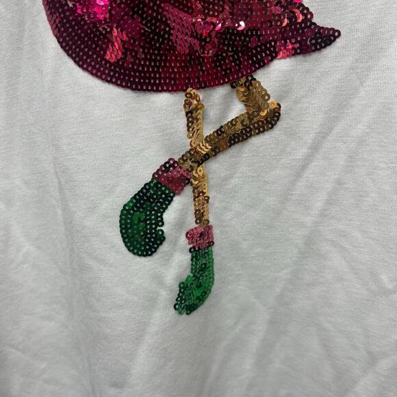 Workshop Republic Clothing Woman’s XL Sequin Flamingo Holiday Long Sleeve Top - Picture 7 of 10